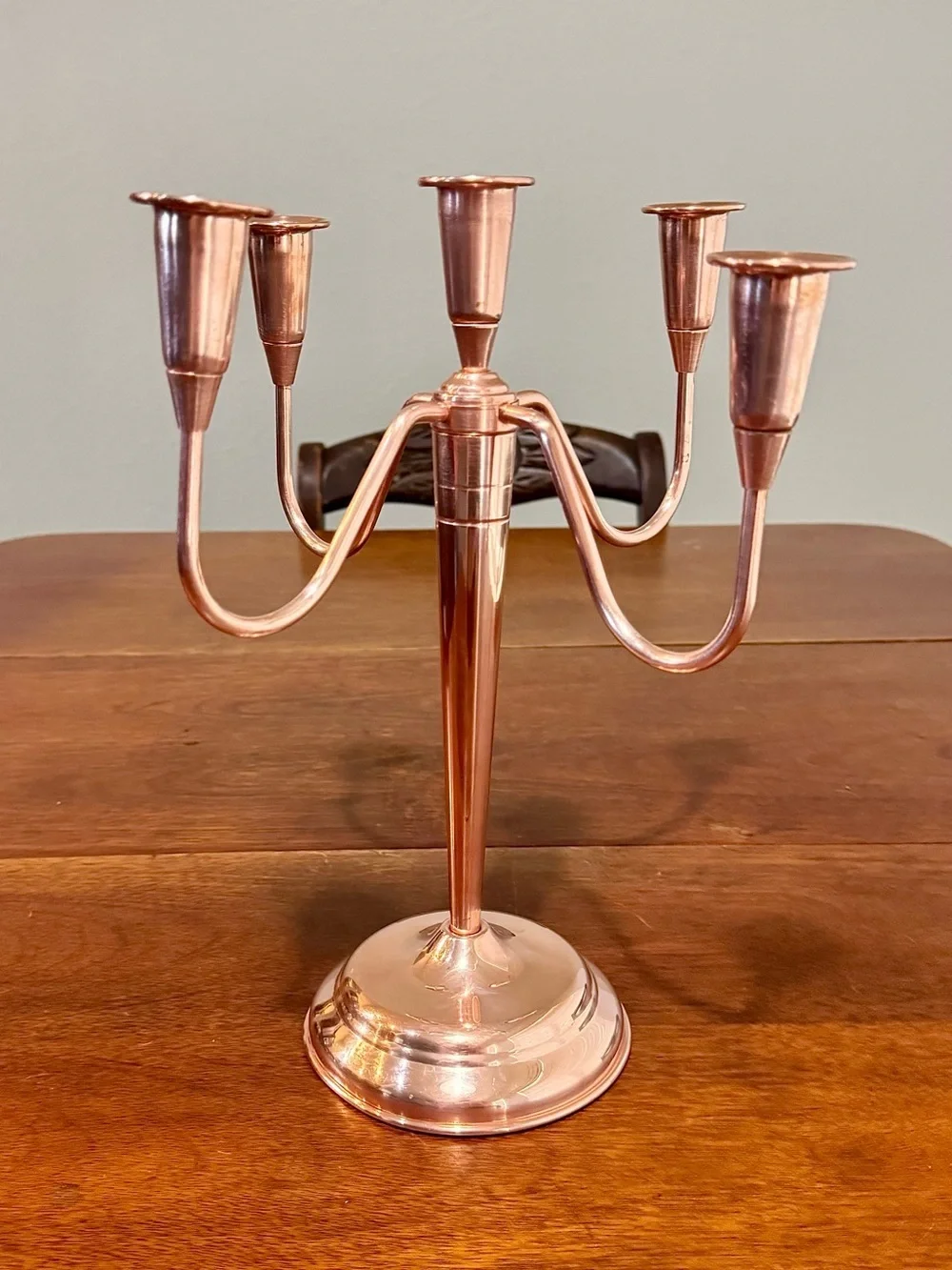 Vintage 1950s Solid Copper 5-Arm Candelabra Centerpiece